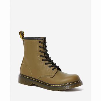 Dr Martens 1460 Kožené Lace Up - Olivovo Zelene Cizmy Detske, D413SK